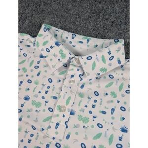 Straight‎ Down Performance Polo Shirt Mens Medium Hawaiian Tiki AOP w/Logo